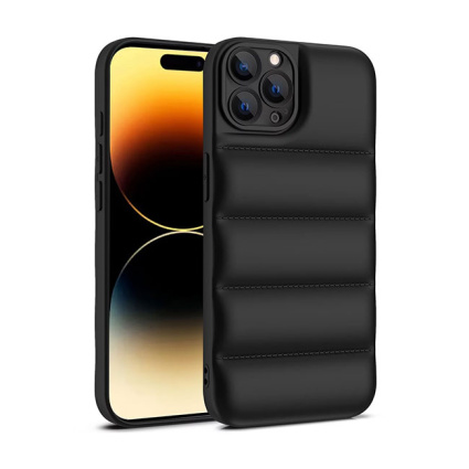 Puffer Black Silicone Case Camera Protection - iPhone 12 Pro Max - Μαύρο